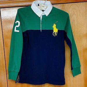 Polo Ralph Lauren long sleeve rugby shirt 8 / small green navy *